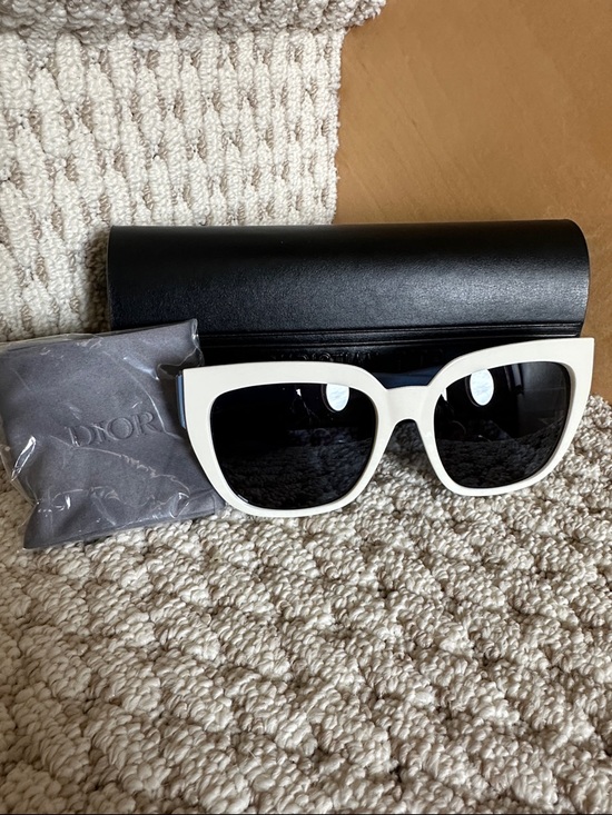 Dior White and Blue Square Frame Sunglasses
